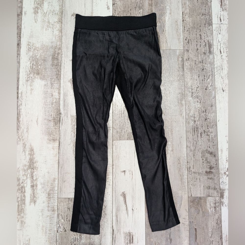 Club Monaco Women's Tasha Faux Leather Front‎ Pants Size 6 Black